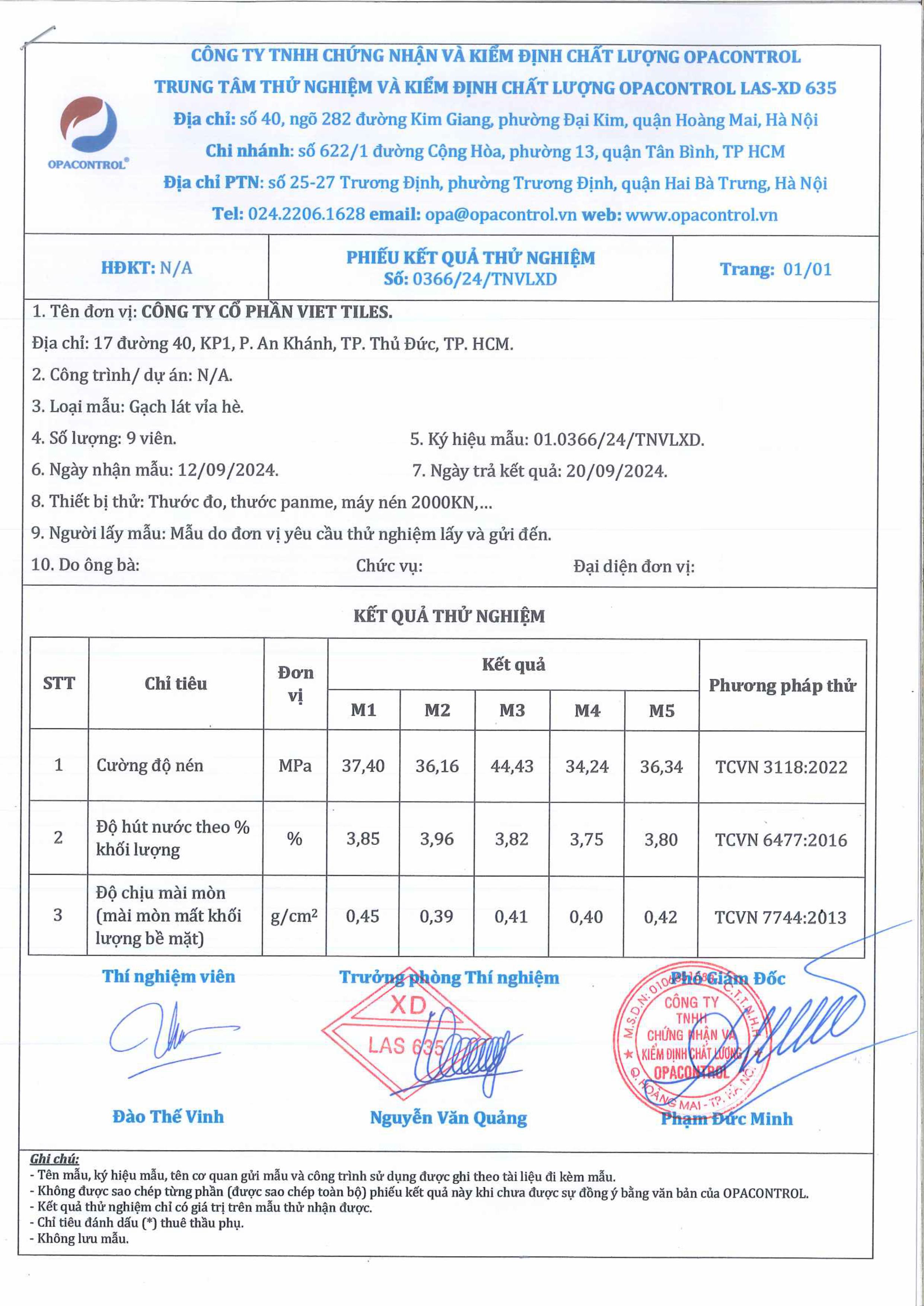 F24.HL.14-TEST REPORRT- gạch nghệ thuật sân vườn (độ nén, độ hút nước, độ chịu mài mòn)